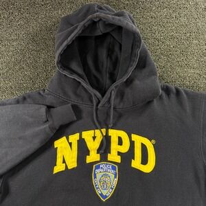New York City Police Dept Official Hoodie Mens L Navy Blue NYPD Embroidered Logo